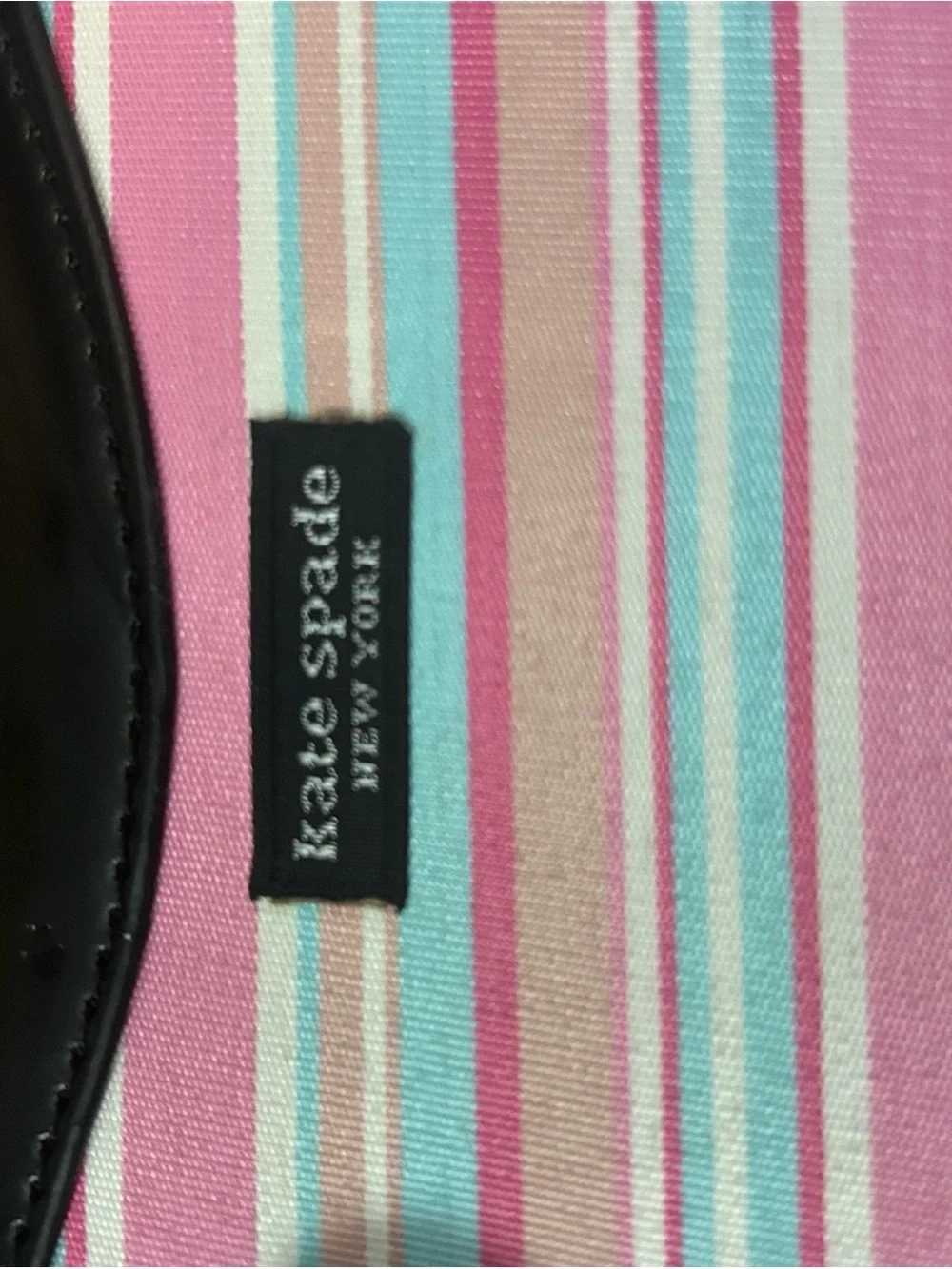kate spade Pink Multi-Stripe Tote with Black Trim